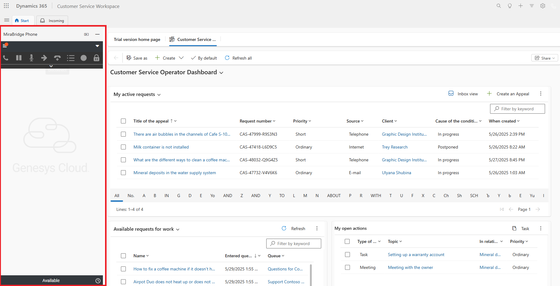 MiraBridge Phone in Dynamics 365