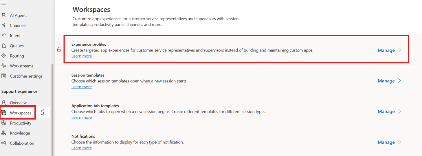 Experience profile management